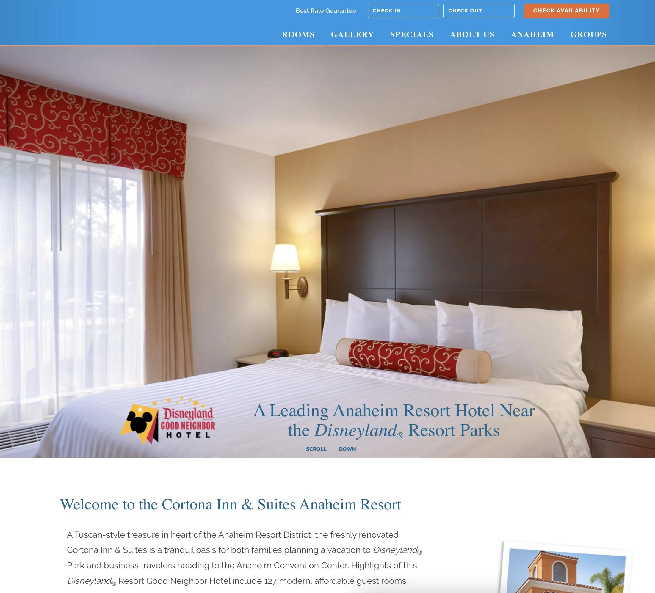 Cortona Inn & Suites Anaheim Resort — website