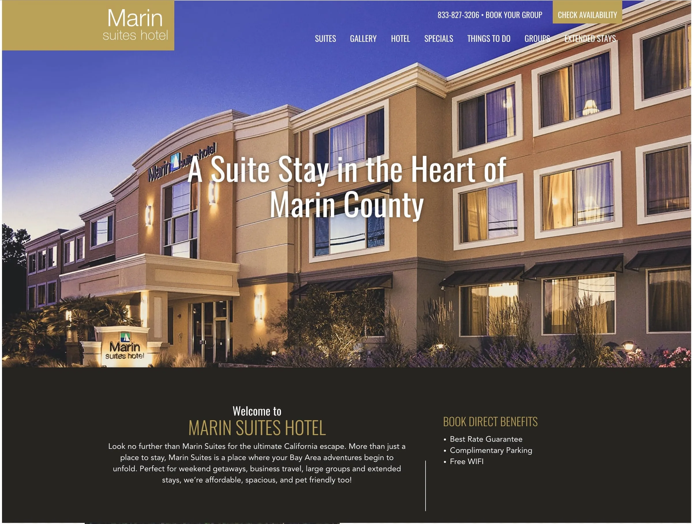 Marin Suites Hotel — website