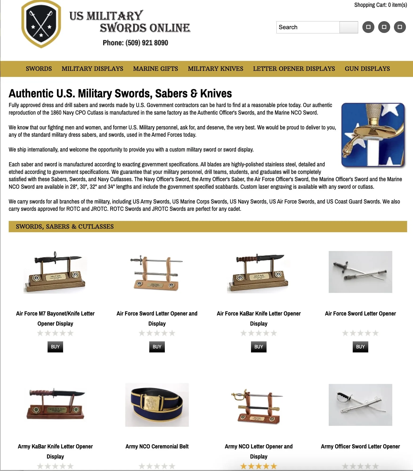 US Military Swords Online — website